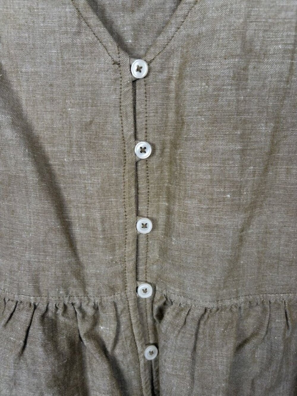 Madewell Linen Blend Alexandra Button-Front Mini Dress Size Large Olive Branch - Picture 3 of 10